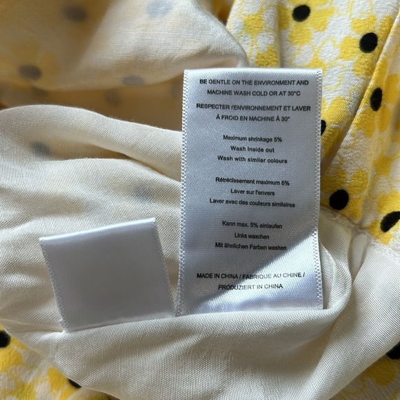 GANNI Daisy Maize Crepe Skirt Yellow Floral Ruffle Trim Size 36 US Sz 4 - Picture 12 of 15